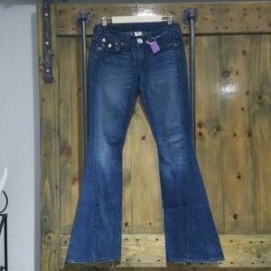 RETRO VINTAGE TRUE RELIGION WIDE LEG FLARE JEANS 90s Y2K Throwback Boho Bell